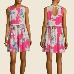 CeCe Rainbow Pink Floral Summer Cool Dress NWT Sz 10